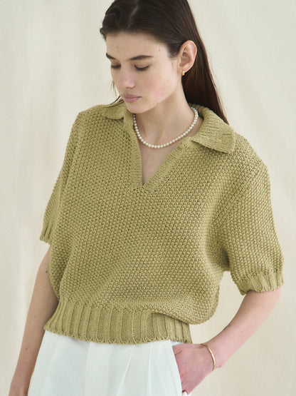 LOW GAUGE SKIPPER SWEATER [ Basil Green ]