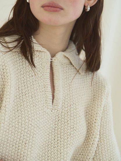 LOW GAUGE SKIPPER SWEATER [ Neutral Cream ]