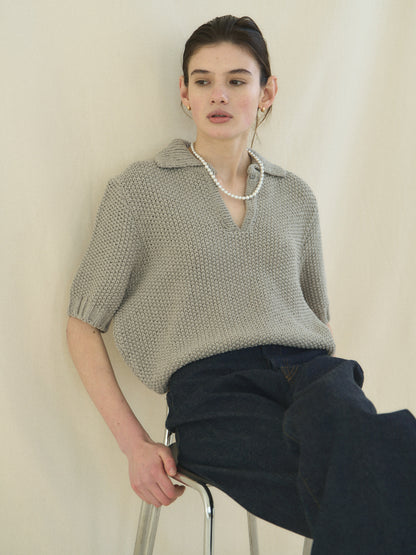 (-30%) LOW GAUGE SKIPPER SWEATER [ Pure Gray ]