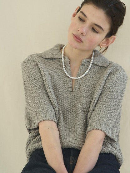 (-30%) LOW GAUGE SKIPPER SWEATER [ Pure Gray ]