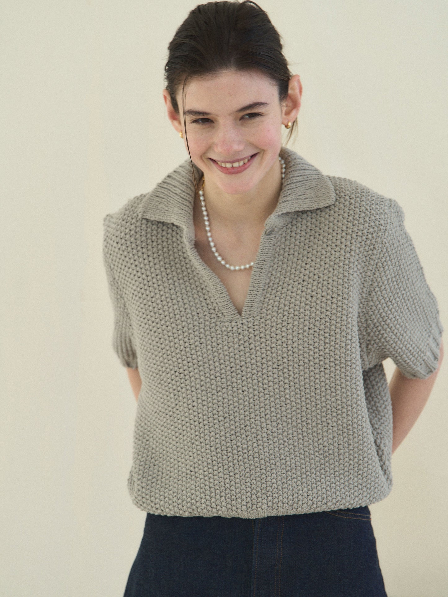 (-30%) LOW GAUGE SKIPPER SWEATER [ Pure Gray ]