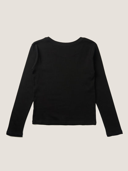 SMOOTH SCOOP NECK TOP [ Black ]
