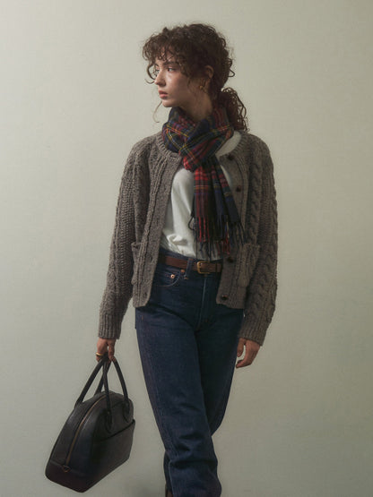 (-20%) CREAM TEA CABLE CARDIGAN [ Ash ]