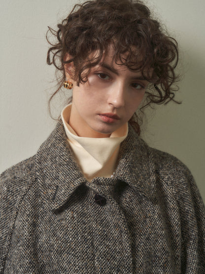 CHABROL COAT [ Salt & Pepper Black Tweed ]