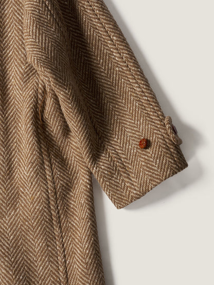 CHABROL COAT [ Brown & Oat Herringbone ]