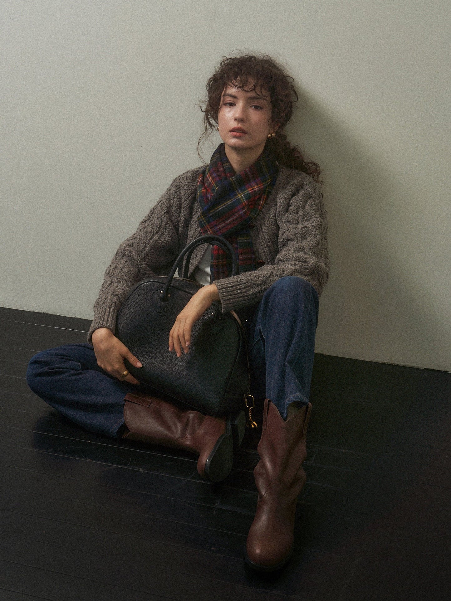 (-20%) CREAM TEA CABLE CARDIGAN [ Ash ]