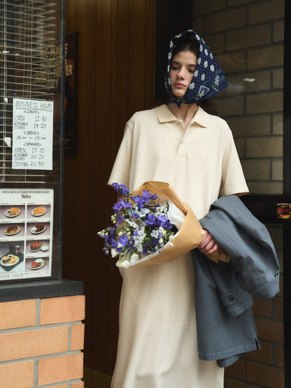 (-30%) COURT PIQUE COTTON DRESS [ Soft Cream ]