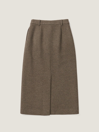 (-20%) EVENING WOOL SKIRT [ Mocha Melange ]