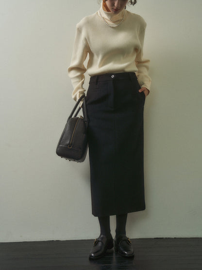 (-20%) EVENING WOOL SKIRT [ Black ]