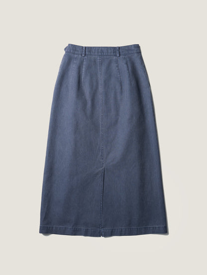 (-30%) OLD WASHED COTTON SKIRT [ Stone Blue ]