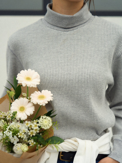 SALLY'S WAFFLE TURTLE TEE [ Heather Grey ]