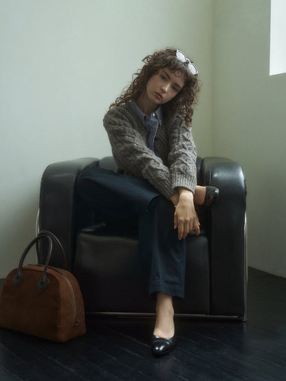 (-20%) CREAM TEA CABLE CARDIGAN [ Ash ]