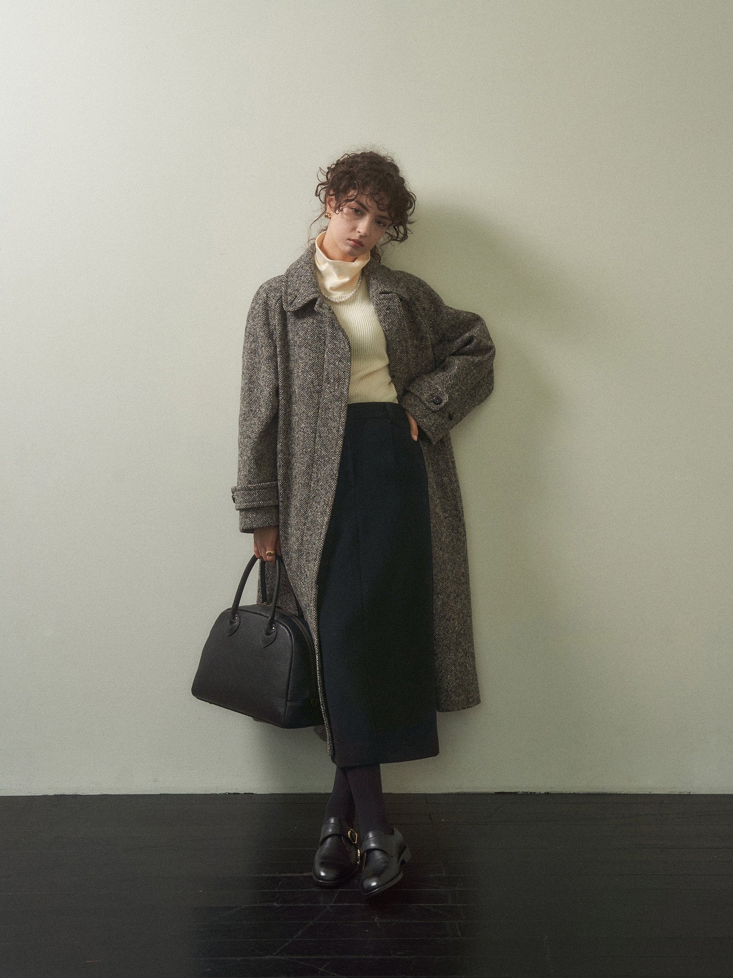 (-20%) EVENING WOOL SKIRT [ Black ]