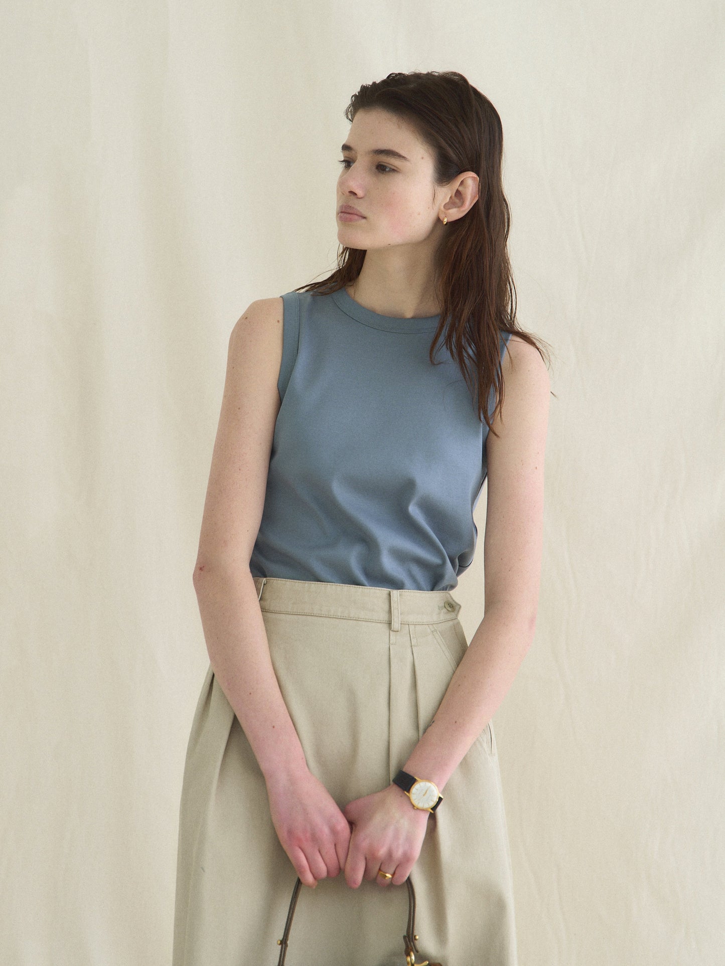 MICHELLE COTTON SLEEVELESS [ Dusty Blue ]