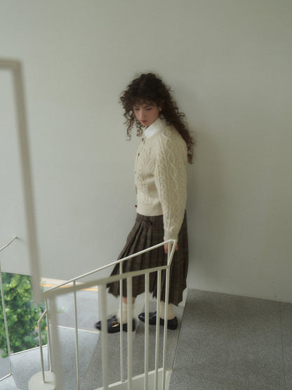 (-20%) CREAM TEA CABLE CARDIGAN [ Cream ]