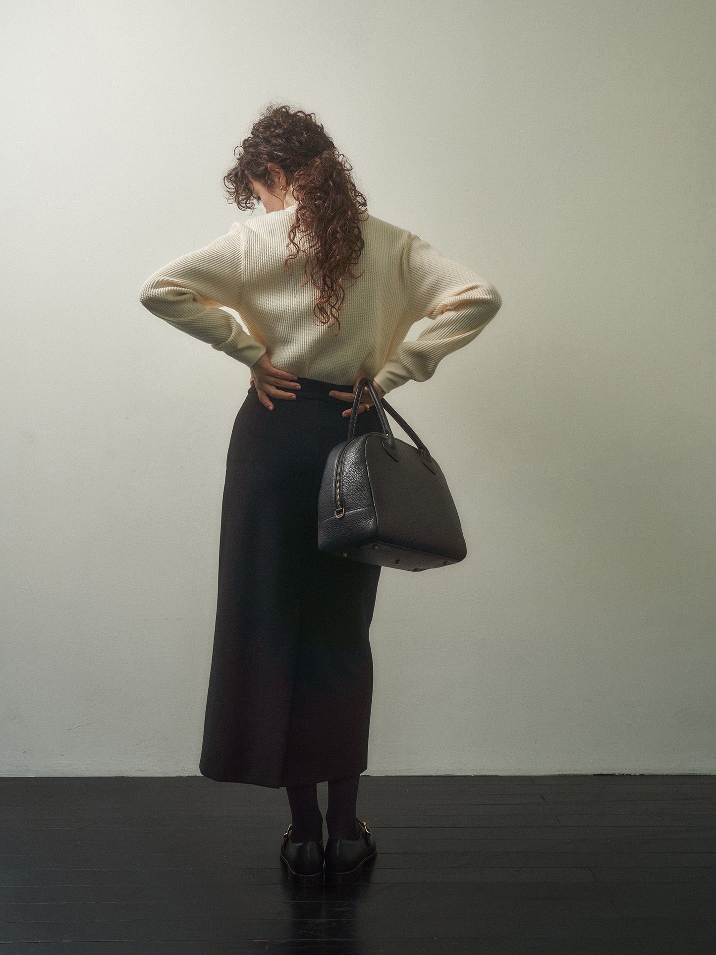 (-20%) EVENING WOOL SKIRT [ Black ]