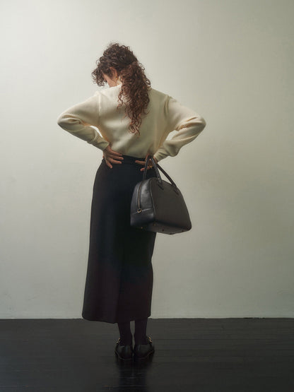 (-20%) EVENING WOOL SKIRT [ Black ]