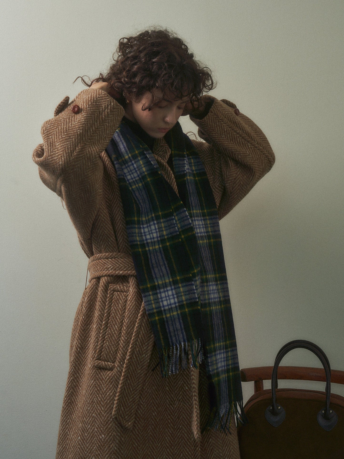 CHABROL COAT [ Brown & Oat Herringbone ]