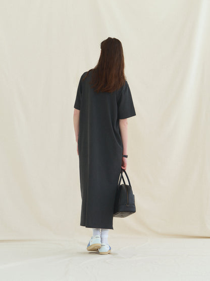 (-30%) COURT PIQUE COTTON DRESS [ Charcoal Grey ]