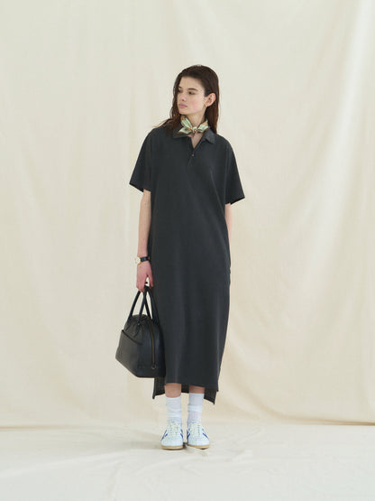 (-30%) COURT PIQUE COTTON DRESS [ Charcoal Grey ]