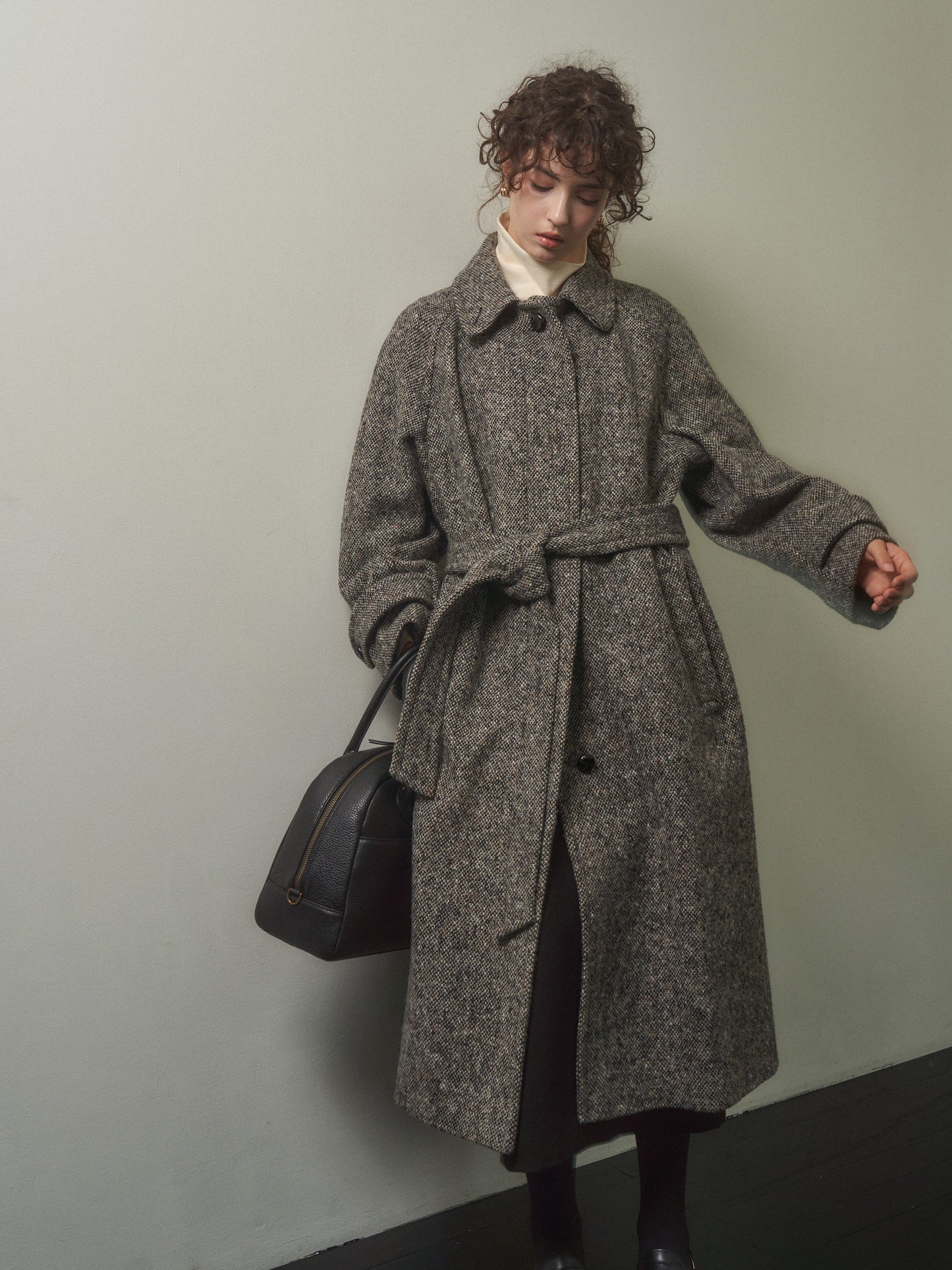 CHABROL COAT [ Salt & Pepper Black Tweed ]