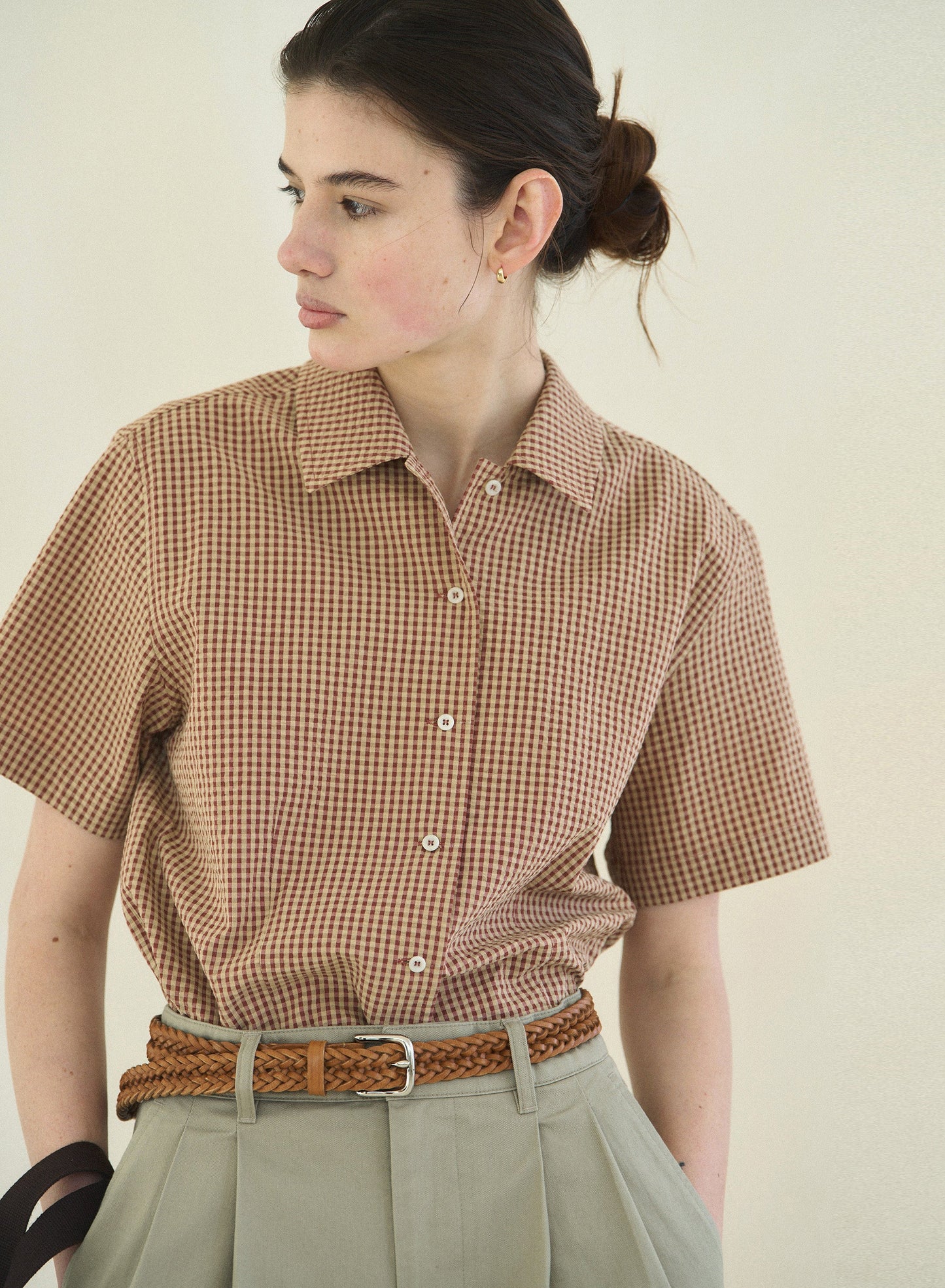 (-30%) ARIZONA CHECK SHIRT [ Brick Beige ] Organic Cotton
