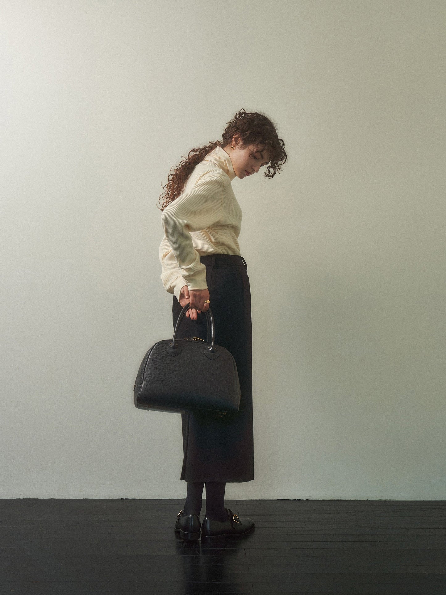 (-20%) EVENING WOOL SKIRT [ Black ]