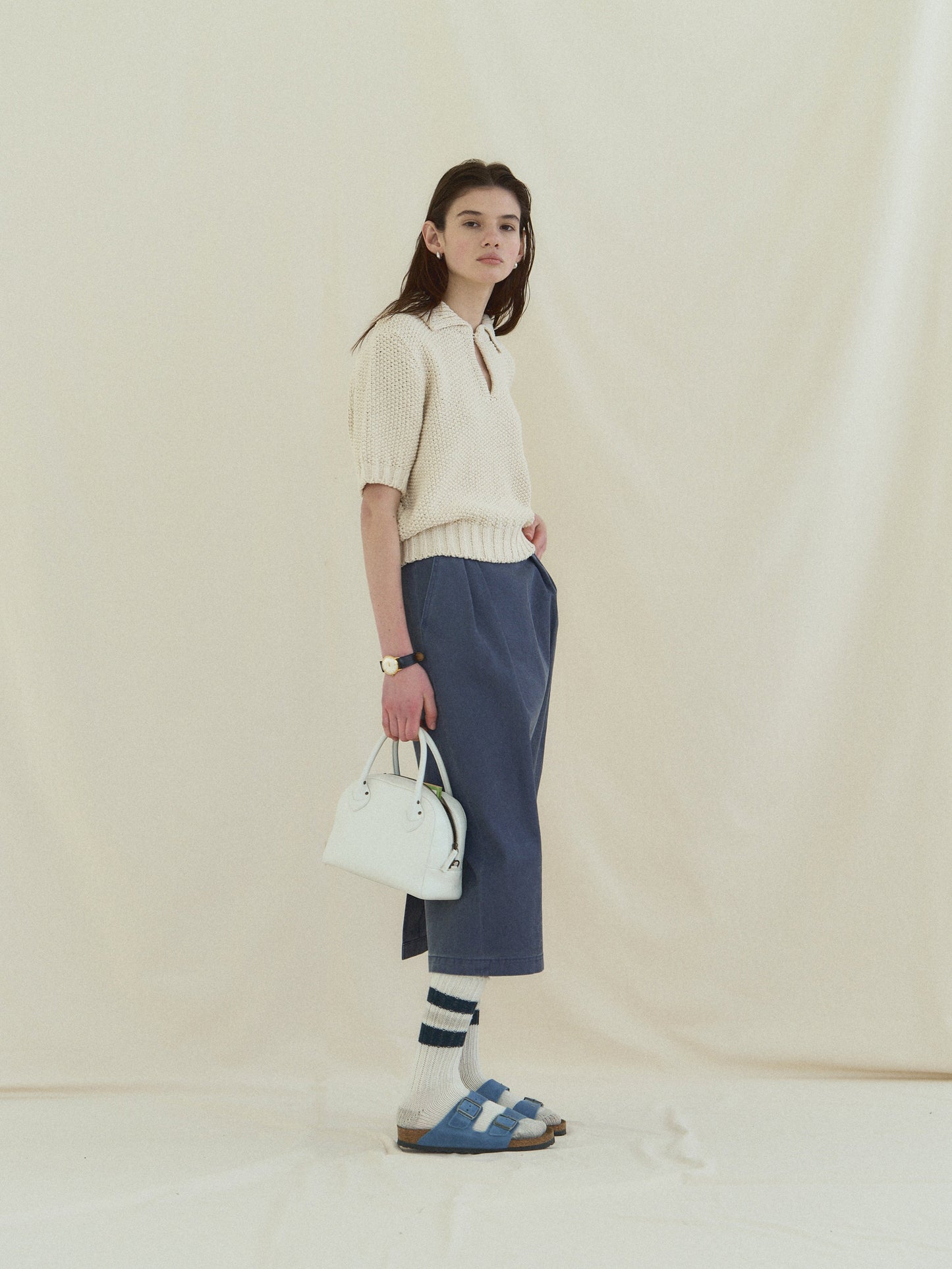 (-30%) OLD WASHED COTTON SKIRT [ Stone Blue ]