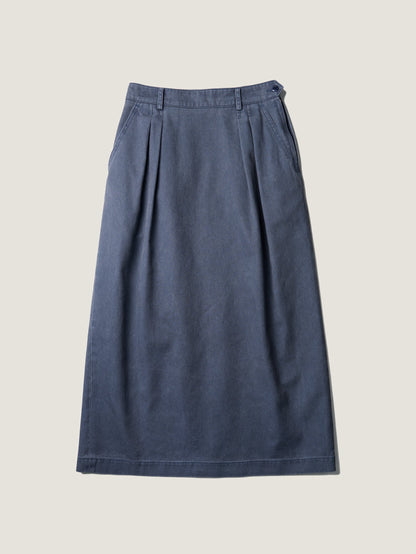 (-30%) OLD WASHED COTTON SKIRT [ Stone Blue ]