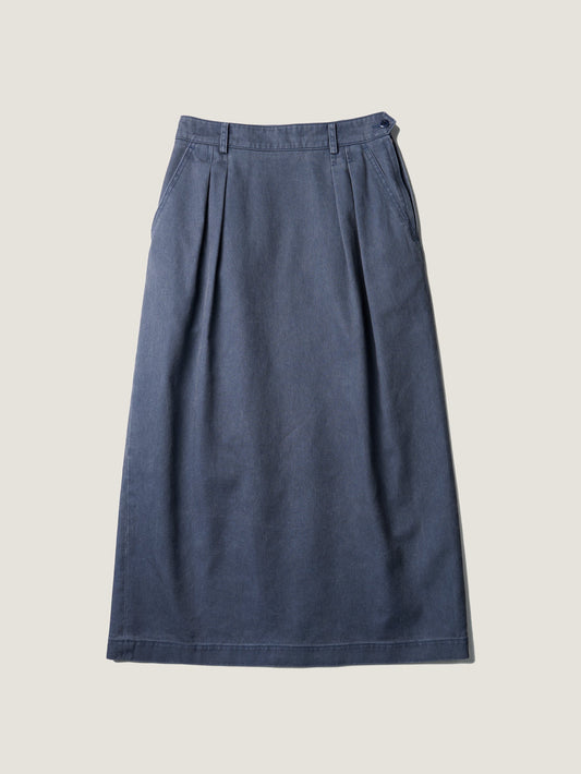 (-30%) OLD WASHED COTTON SKIRT [ Stone Blue ]