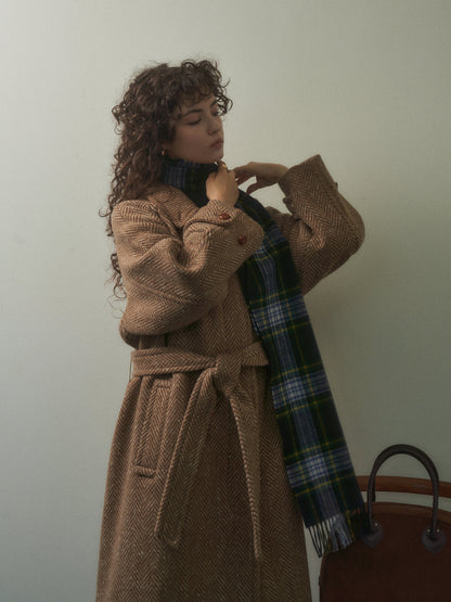 CHABROL COAT [ Brown & Oat Herringbone ]