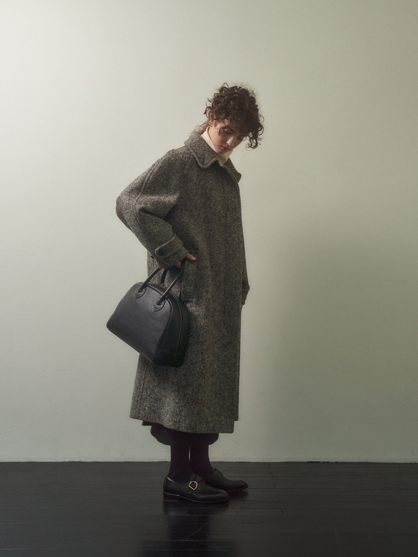 CHABROL COAT [ Salt & Pepper Black Tweed ]