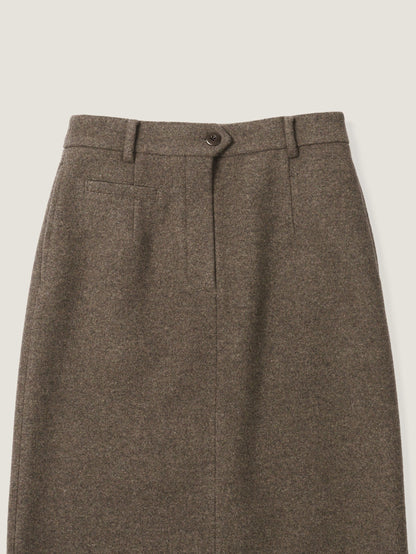 (-20%) EVENING WOOL SKIRT [ Mocha Melange ]