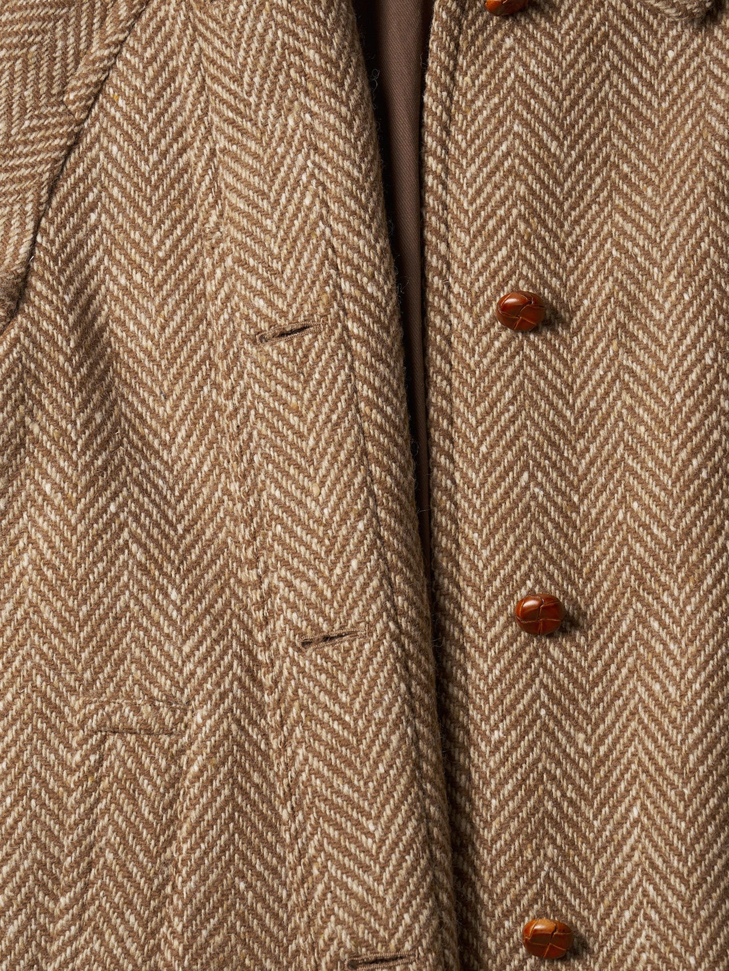 CHABROL COAT [ Brown & Oat Herringbone ]
