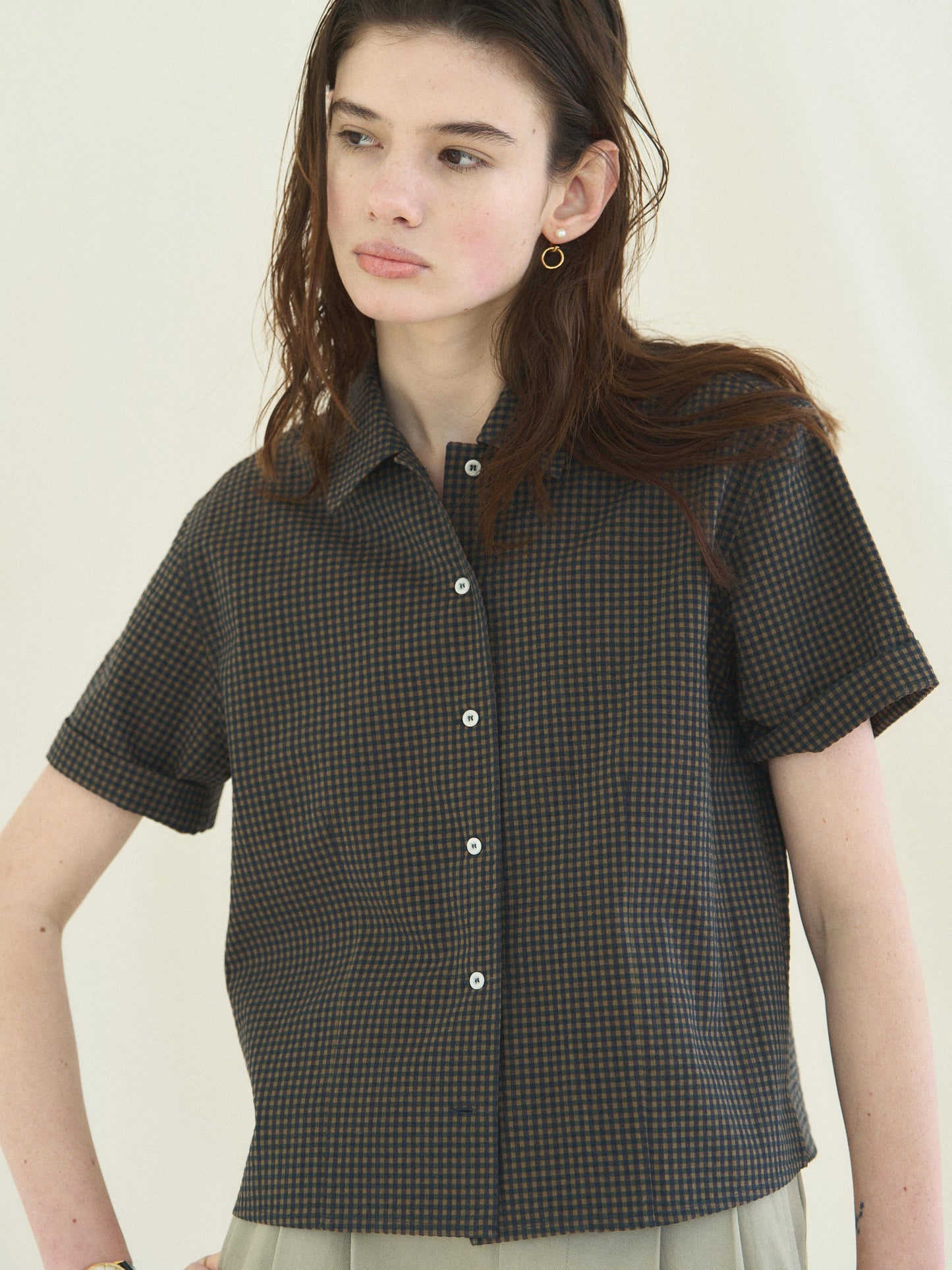 (-30%) ARIZONA CHECK SHIRT [ Olive Navy ] Organic Cotton