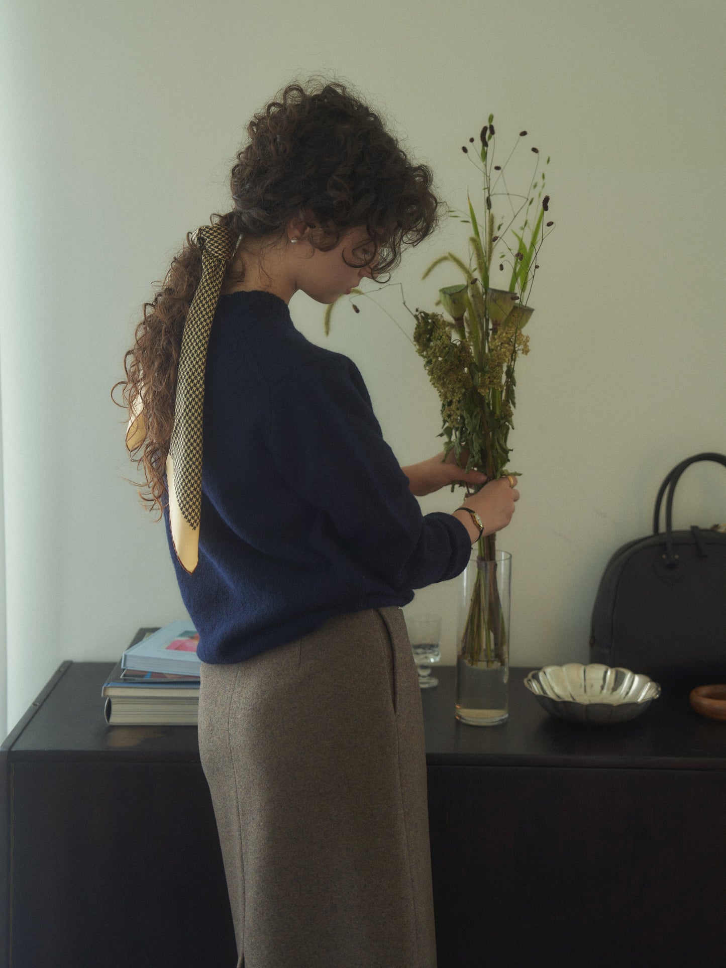 (-20%) EVENING WOOL SKIRT [ Mocha Melange ]