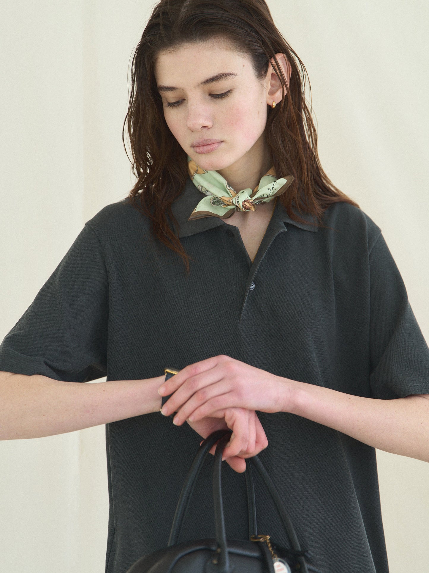 (-30%) COURT PIQUE COTTON DRESS [ Charcoal Grey ]