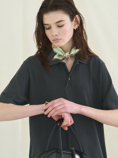 (-30%) COURT PIQUE COTTON DRESS [ Charcoal Grey ]