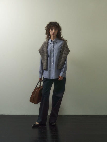 2 POCKET BUTTON DOWN SHIRT [ Navy Oxford ]