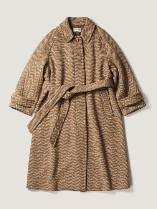CHABROL COAT [ Brown & Oat Herringbone ]